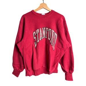 Vintage Stanford MVP Size Large Red Crewneck Pullover Pro Weave Heavy
